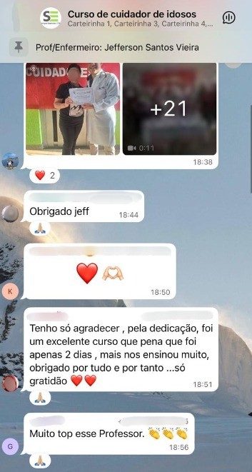 depoimento em forma de print de whatsapp