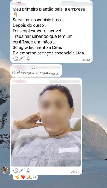 depoimento em forma de print de whatsapp