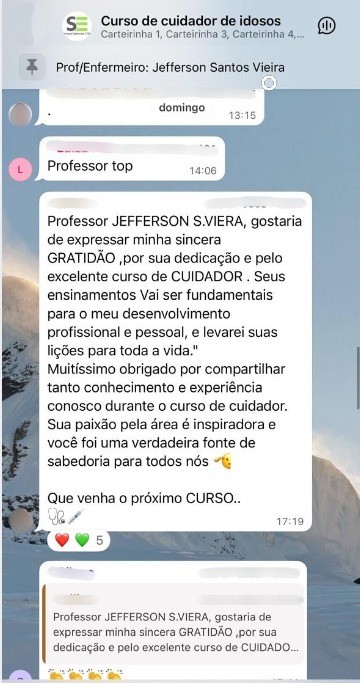 depoimento em forma de print de whatsapp